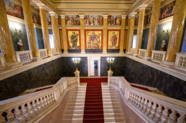 Budapest, Hungary. Interior of Hungarian National Museum - national museum for the history, art and archaeology