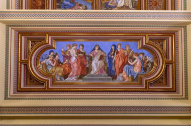 Budapest, Hungary. Interior of Hungarian National Museum - national museum for the history, art and archaeology