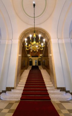 Budapest, Hungary. Interior of Hungarian National Museum - national museum for the history, art and archaeology