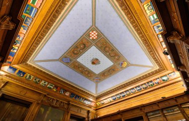 Budapest, Hungary. Interior of Hungarian National Museum - national museum for the history, art and archaeology