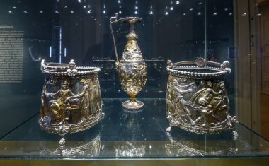 Budapest, Hungary. Artefacts and Interior of Hungarian National Museum - national museum for the history, art and archaeology