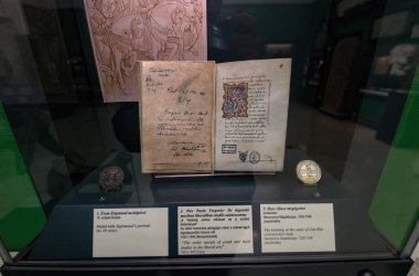 Budapest, Hungary. Artefacts and Interior of Hungarian National Museum - national museum for the history, art and archaeology