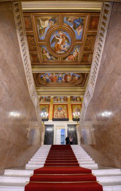 Budapest, Hungary. Artefacts and Interior of Hungarian National Museum - national museum for the history, art and archaeology