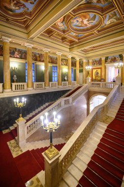Budapest, Hungary. Artefacts and Interior of Hungarian National Museum - national museum for the history, art and archaeology
