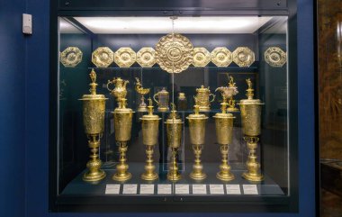 Budapest, Hungary. Artefacts and Interior of Hungarian National Museum - national museum for the history, art and archaeology