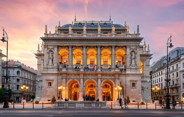Budapeste Hungria Ópera Estatal Real Húngara Pôr Sol Considerada Uma — Fotografia de Stock