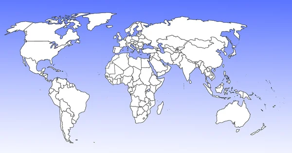 Mappa del contorno del mondo — Foto Stock