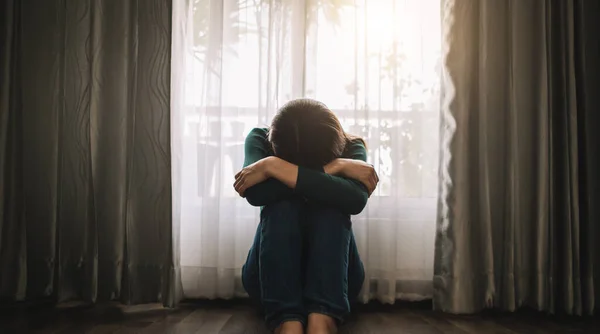 Woman Depression Covering Face Melancholy Hopeless Mood — Foto Stock