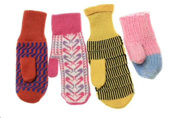 Multicoloured wool mittens — Stock Photo, Image
