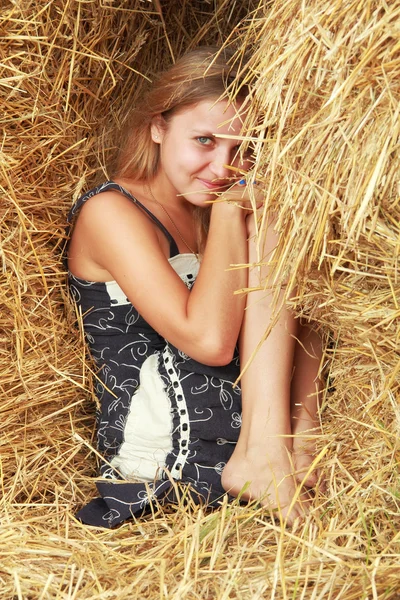 Hiding in straw — Stock Photo, Image