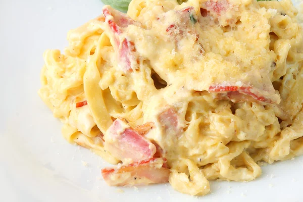 Fettuccini carbonara — Stock Photo, Image