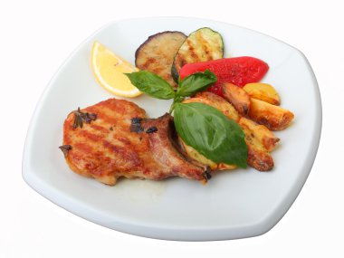 sebzeli ızgara domuz loin