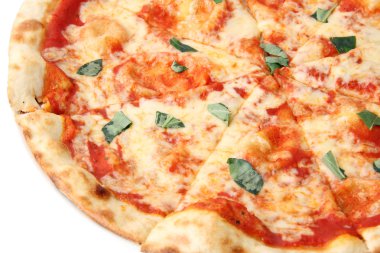 Pizza margherita yakın çekim