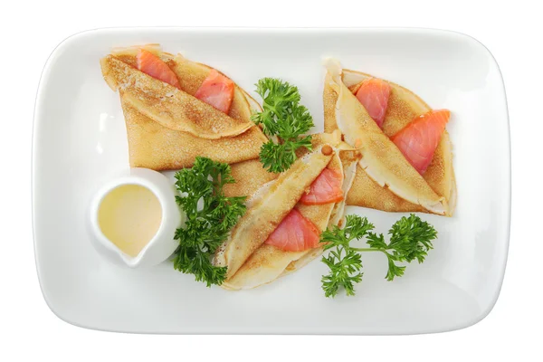 Pancakes with salmon