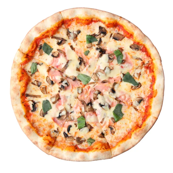 Pizza with champignons and ham — Stock Photo, Image