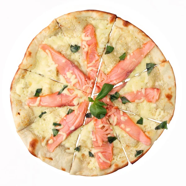 Pizza au saumon et sauce crémeuse — Photo