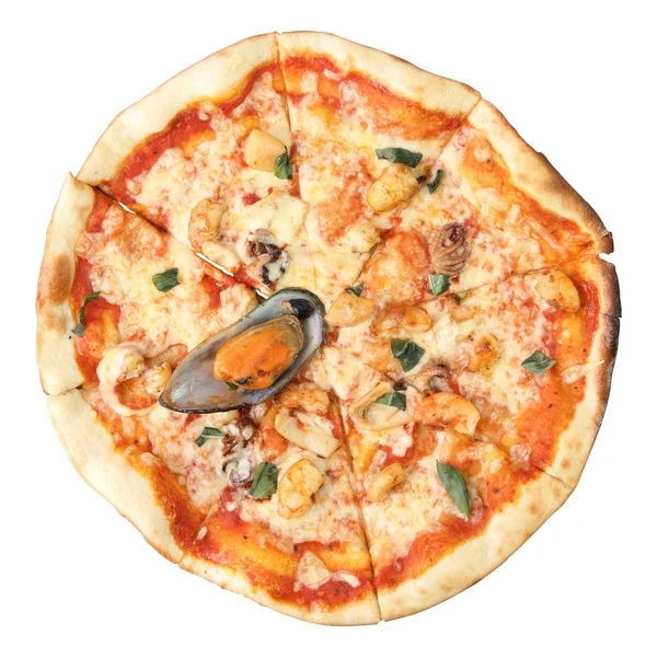 Pizzę z owocami morza — Zdjęcie stockowe