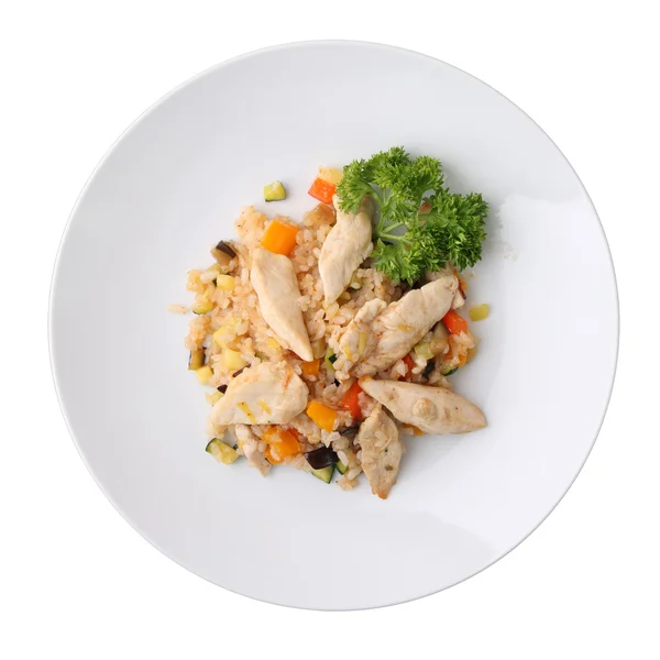 Rice with vegetables and chicken — Stock Photo, Image