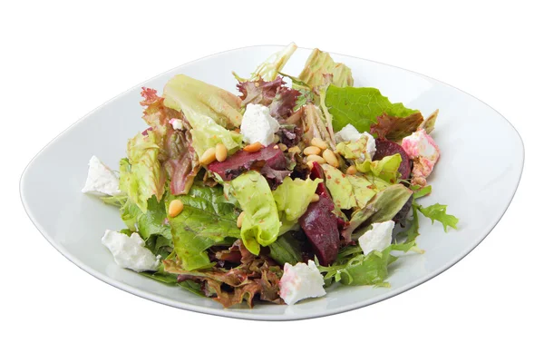 Keçi peyniri ve çam fıstığı ile kavrulmuş pancar salatası — Stok fotoğraf