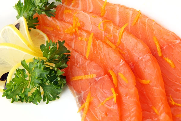 Sliced ??Salmon close up — Stock Photo, Image