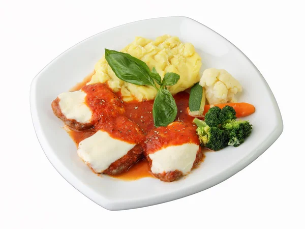 Veal with tomato and cheese — Stock Photo, Image