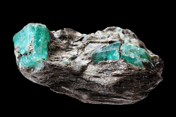 Ore with emeralds