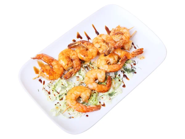 Shashlik shrimps — стоковое фото