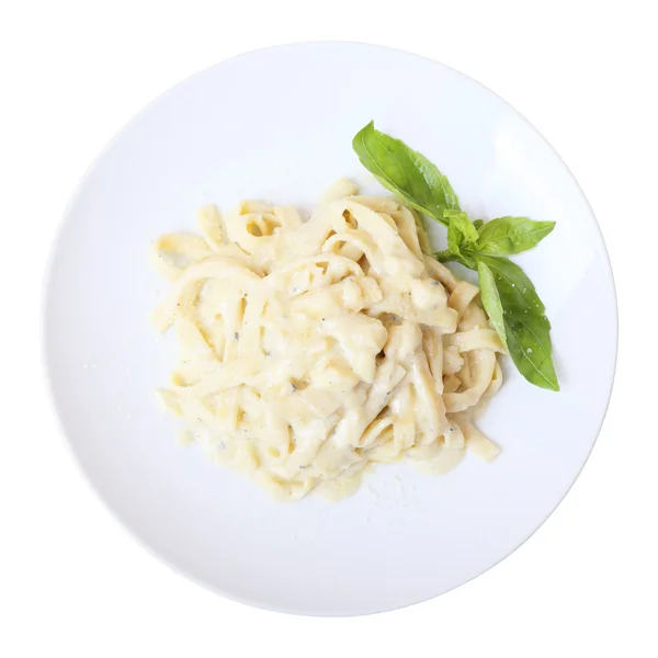 Fettuccine peynir ile. Üstten Görünüm.