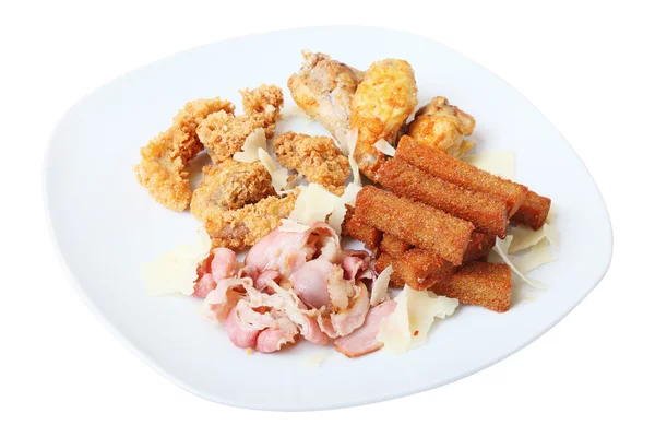 Different appetizer to beer on a dish — Stock Image Different appetizer to beer on a dish Royalty Free Stock Images