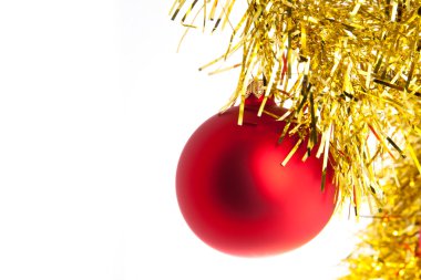 Kırmızı Noel oyuncak sarı gelin teli ile