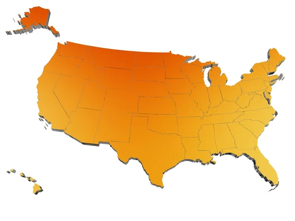 Mapa Usa s oddělitelné hranic — Stock fotografie