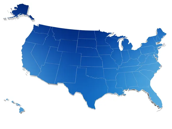 Mapa Usa s oddělitelné hranic — Stock fotografie