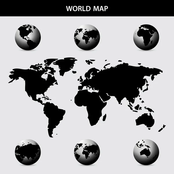 Mapa del mundo con globos — Archivo Imágenes Vectoriales