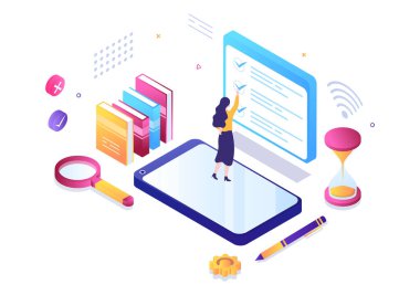Online Test Arkaplan Vektörü İllüstrasyonu Deneme Listesi, Sınava Girme, Cevap Seçme, Biçim, E-öğrenme ve Eğitim Konsepti