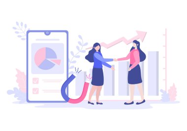 İki İşadamı Başarılı Ortak Olarak Anlaşma veya Anlaşmaya Ulaştı. İşbirliği Anlaşması. Arkaplan Vektör İllüstrasyonu