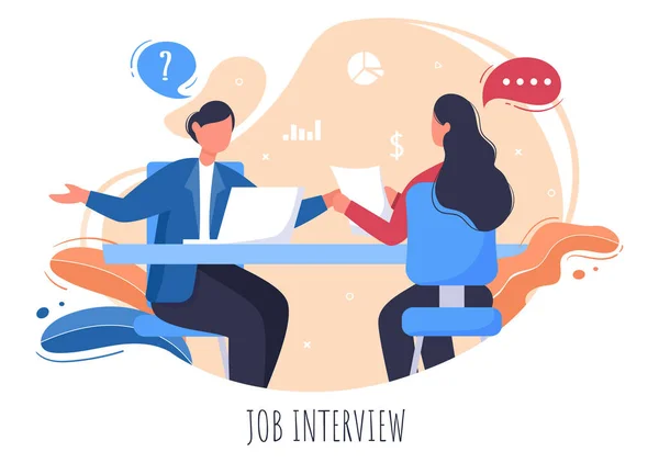 Job Interview Meeting Candidate Manager Idea Employment Hiring Business Man — 스톡 벡터