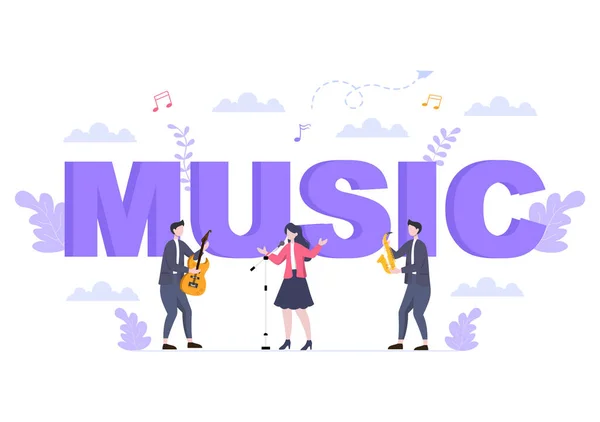 Background Vector Illustration Musical Instruments Live Song Performance Poster Banner — 스톡 벡터