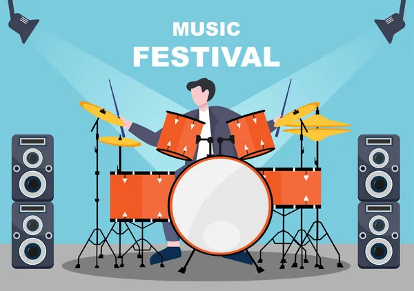 Fond Festival Musique Illustration Vectorielle Avec Instruments Musique Performance Chant — Image vectorielle