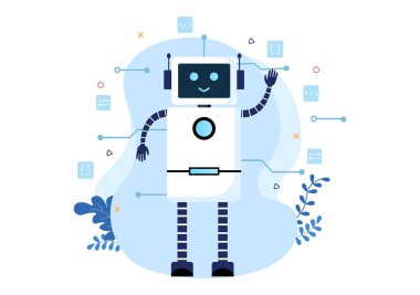 Yapay Zeka Dijital Beyin Teknolojisi ve Programcı Veri ya da Sistemlerle Mühendislik Konsepti Bilimsel Bağlam 'da kurulabilir. Vektör İllüstrasyonu