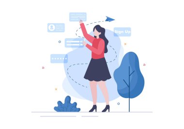 Çevrimiçi Kayıt ya da Akıllı Telefon Uygulamasında Hesap Girdisi İmzala. Kullanıcı arayüzü Güvenli Parola Mobil Uygulaması, UI, Web Banner, Erişim için. Çizgi film İnsanları Vektör İllüstrasyonu