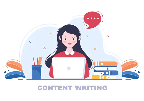 Content Writer Journalist Background Vector Illustration Copy Writing Research Development — Stock Vector