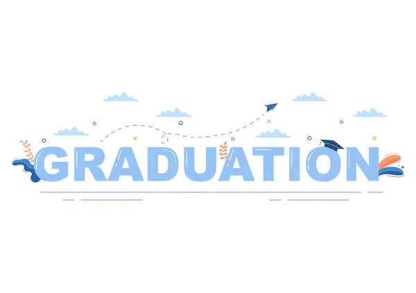 Happy Graduation Day Students Celebrating Background Wektor Ilustracja Noszenia Sukienka — Wektor stockowy