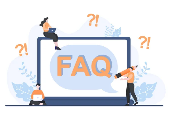 Faq Frequently Asked Questions Website Blogger Helpdesk Clients Assistance Helpful — Stock Vector