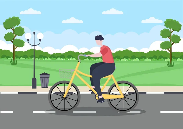 Illustration Vecteur Vélo Plat Les Gens Qui Font Vélo Sport — Image vectorielle