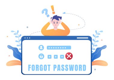 Web sayfası, Koruma, Güvenlik, Anahtar, Akıllı Telefon 'da Erişim Sistemi veya Bilgisayar Düz Vektör İllüstrasyonu için Parola ve Hesap Girişi Unutuldu