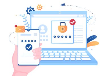 2FA İki Adımlı Kimlik Doğrulama Parolası Güvenliği Bildirimi Giriş Doğrulaması veya Düz Vektör İllüstrasyonundaki Web Sitesi için Şifreli SMS