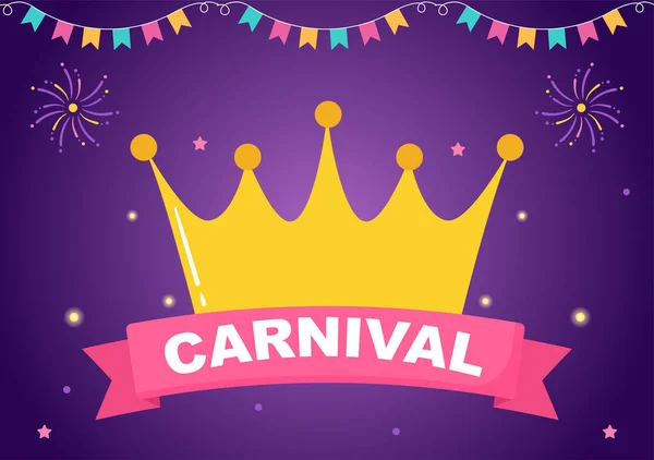 Feliz Carnaval Celebração Fundo Vector Ilustração Festival Pessoas Com Festa — Vetor de Stock