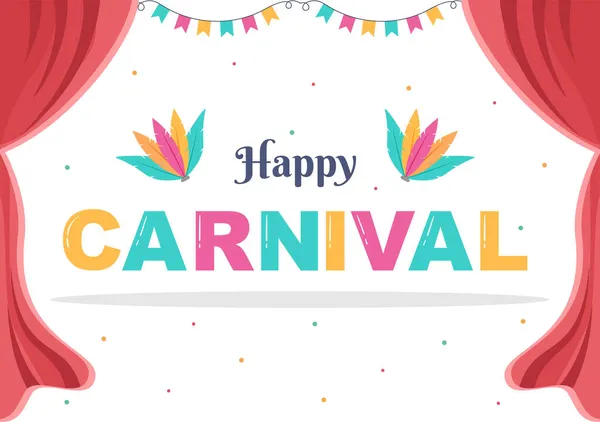 Feliz Carnaval Celebração Fundo Vector Ilustração Festival Pessoas Com Festa — Vetor de Stock