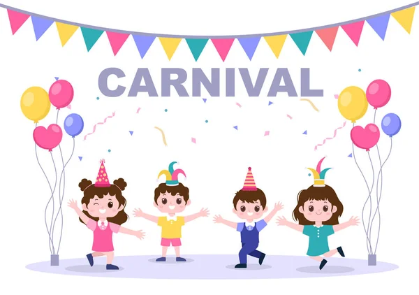 Happy Carnival Celebration Background Vector Illustration People Festival Barevnými Party — Stockový vektor