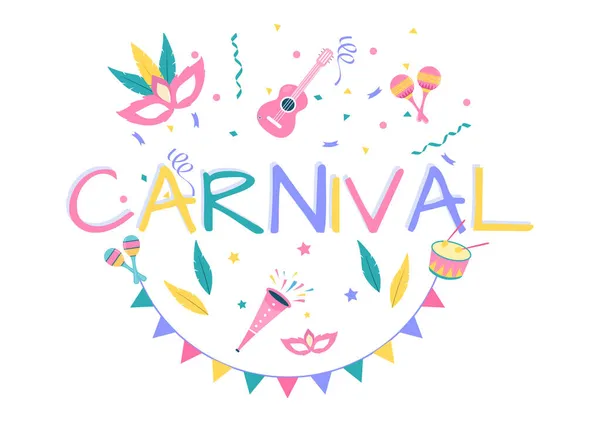Feliz Carnaval Celebração Fundo Vector Ilustração Festival Pessoas Com Festa — Vetor de Stock